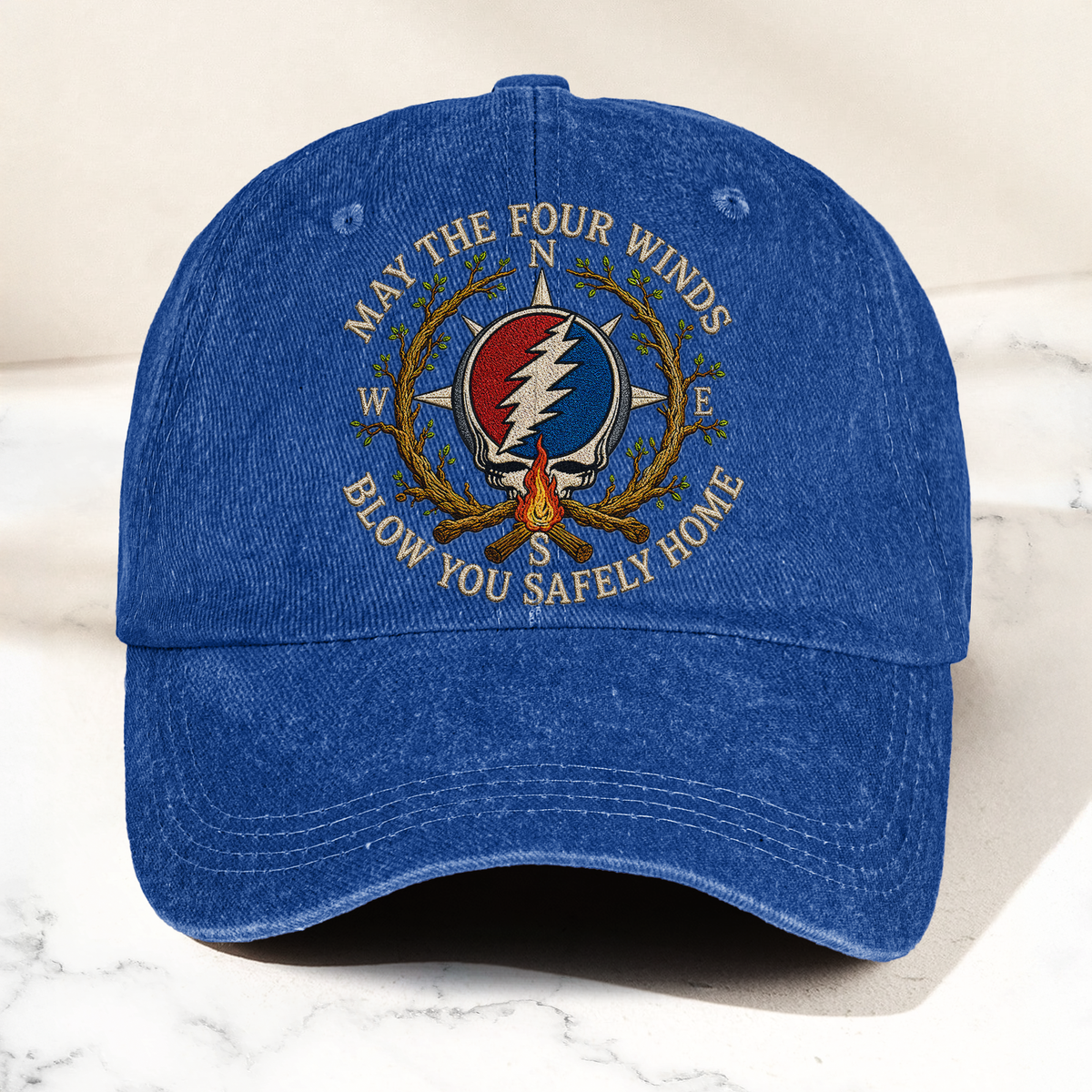 Grateful Dead May The Four Winds Blow You Safely Home Denim Cap – Retro Vintage Dad Cap Gift For Dad (With Box)