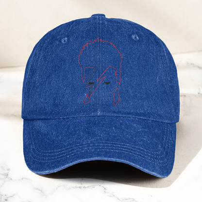 David Bowie Ziggy Stardust Rebel Rebel Line Graphic Denim Cap – Retro Music Fan Cap Gift For Dad (With Box)