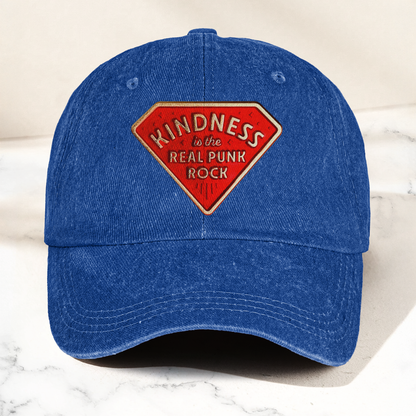Kindness is the Real Punk Rock Denim Cap – Retro Punk Rock Music Fan Cap Gift For Dad (With Box)