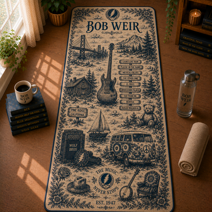 Bob Weir Toile de Jouy Yoga Mat – Vintage Grateful Dead Inspired Fitness & Exercise Mat