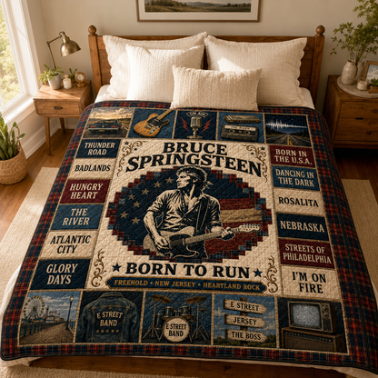 Bruce Springsteen Heartland Rock Quilt Blanket – Born To Run In Every Stitch