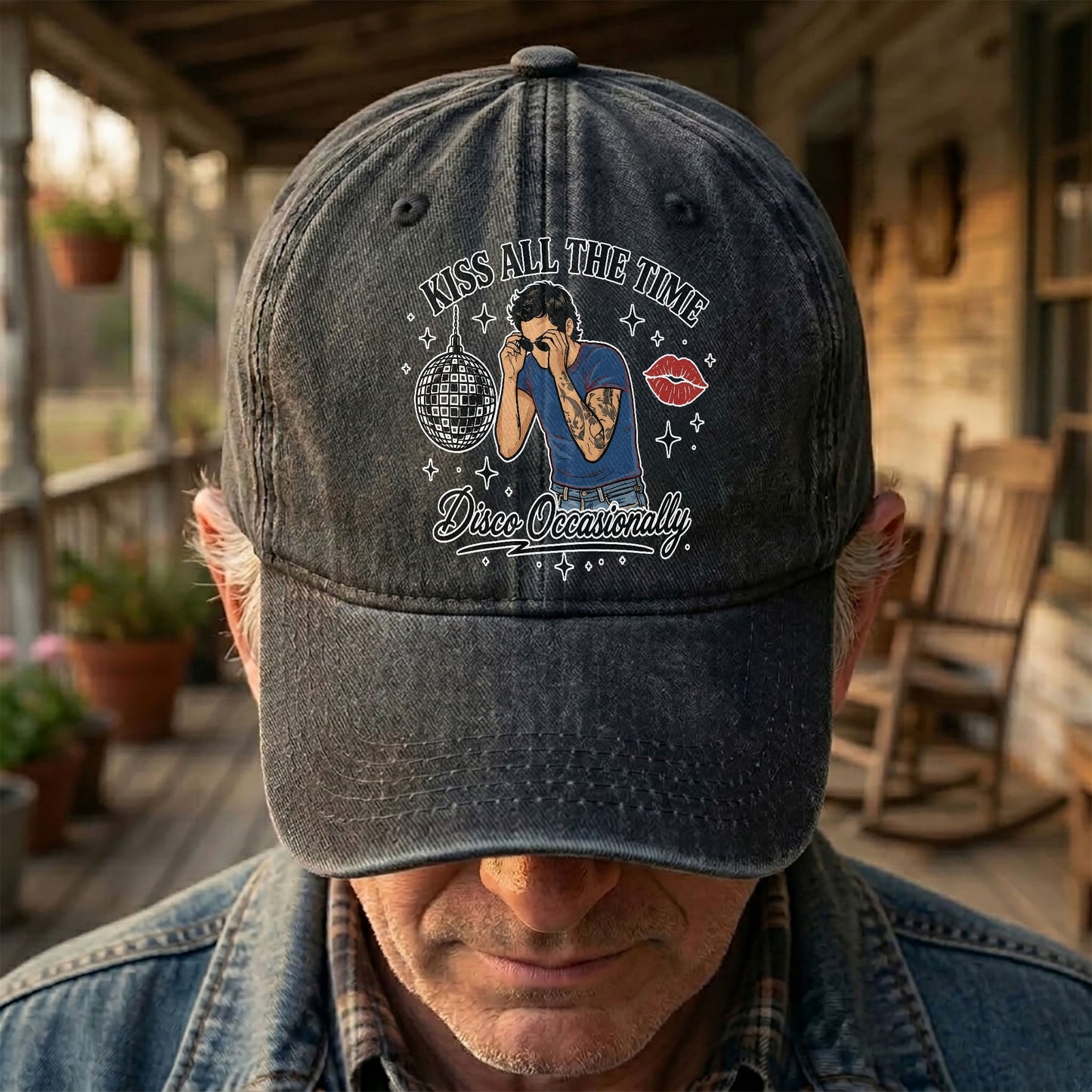 Harry Styles Kiss All The Time Disco Occasionally Music Merch Denim Cap – Retro Vintage Dad Cap Gift For Dad (With Box)