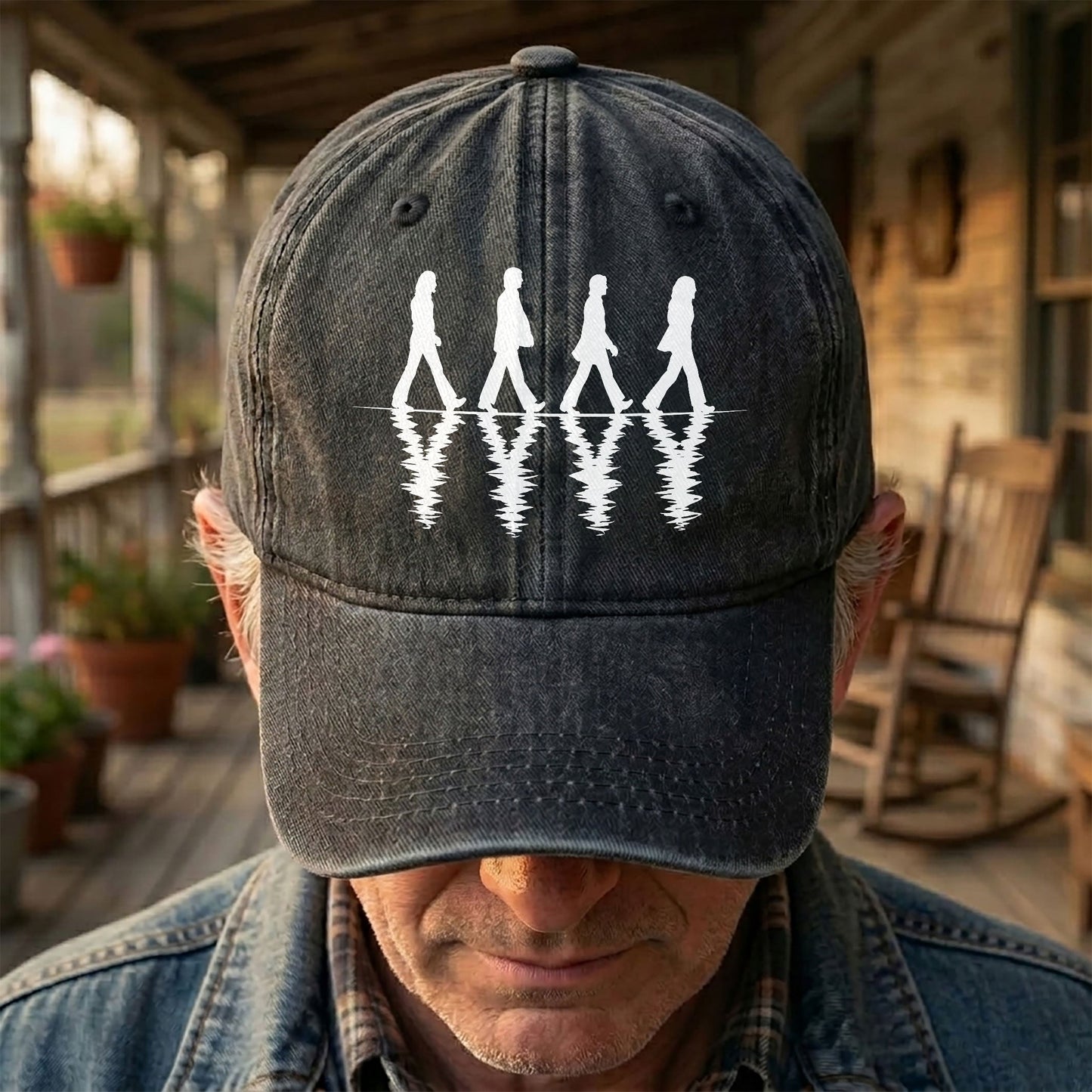 The Beatles Abbey Road Silhouette Graphic Music Merch Denim Cap – Retro Vintage Dad Cap Gift For Dad (With Box)