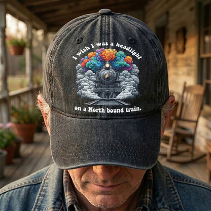 Grateful Dead I Know You Rider Headlight North Bound Train Denim Cap – Retro Vintage Dad Cap Gift For Dad (With Box)