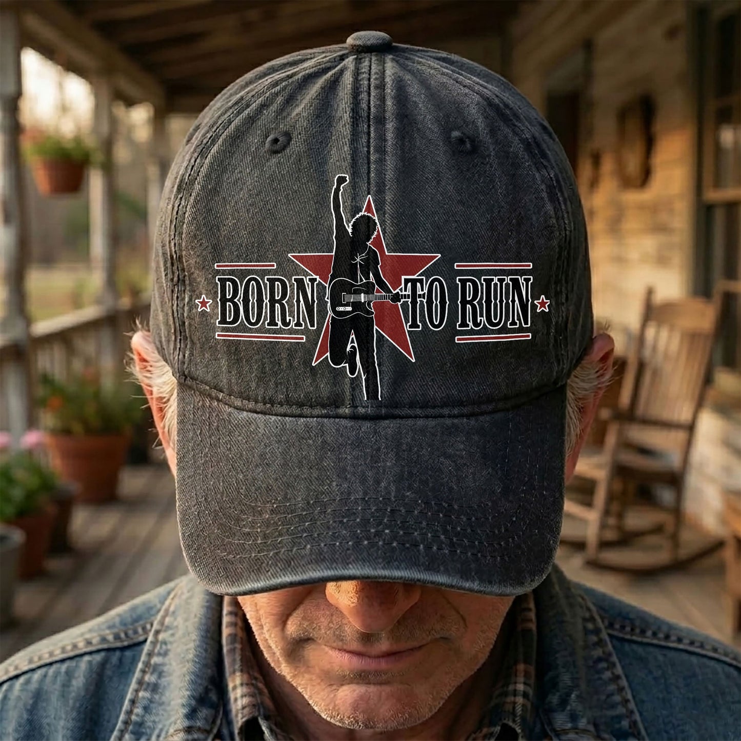 Bruce Springsteen Born To Run Music Merch Denim Cap – Retro Vintage Dad Cap Gift For Dad (With Box)
