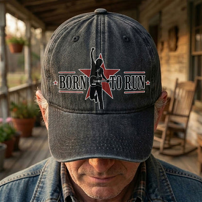 Bruce Springsteen Born To Run Music Merch Denim Cap – Retro Vintage Dad Cap Gift For Dad (With Box)