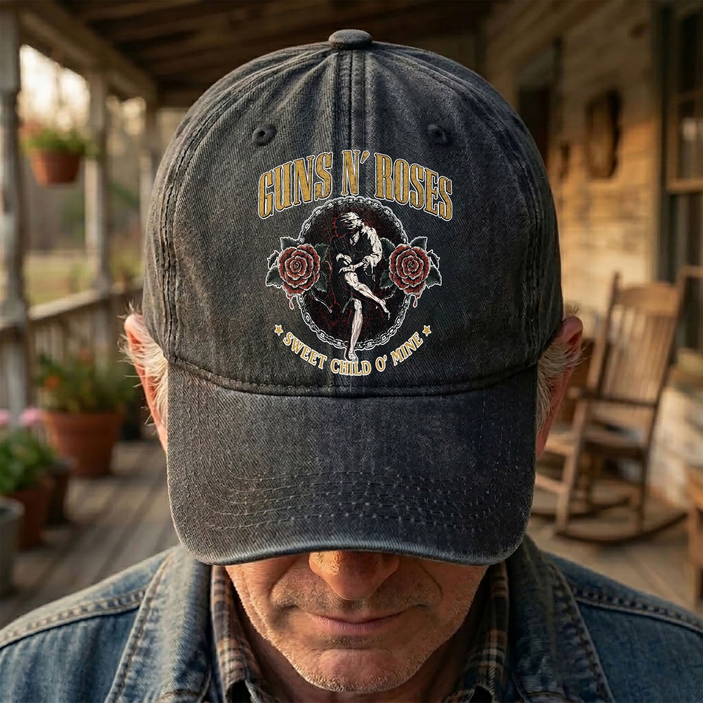 Guns N Roses Sweet Child O Mine Rock Music Merch Denim Cap – Retro Vintage Dad Cap Gift For Dad (With Box)