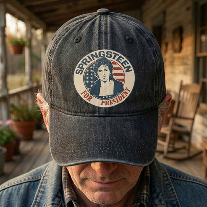 Bruce Springsteen For President Music Merch Denim Cap – Retro Vintage Dad Cap Gift For Dad (With Box)