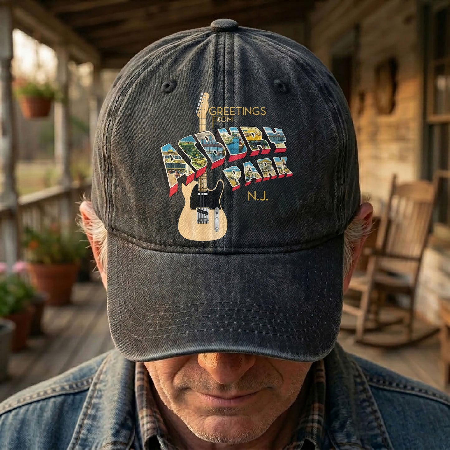 Bruce Springsteen Greetings From Asbury Park Vintage Rock Band Denim Cap- Retro Vintage Dad Cap Gift For Dad (With Box)