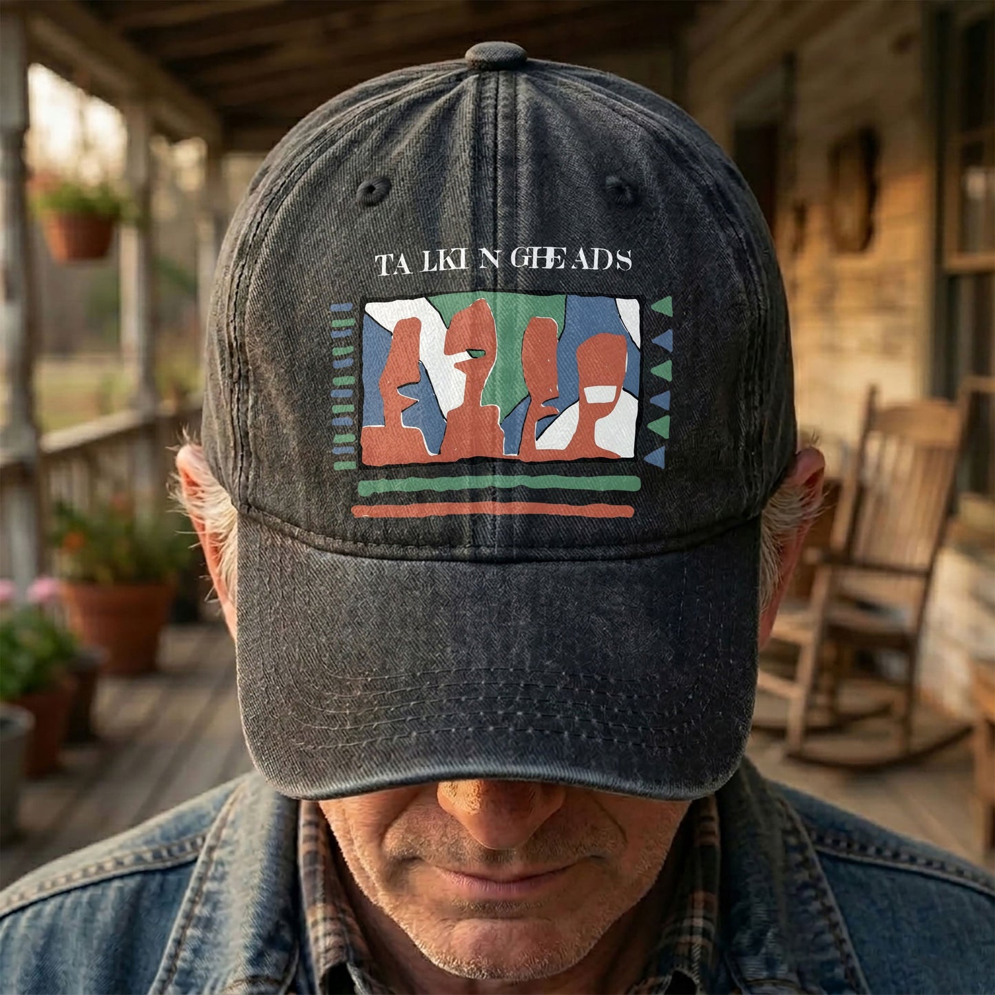 Talking Head Artwork Denim Cap – Retro Talking Head Tribute Merch Dad Hat (With Box)