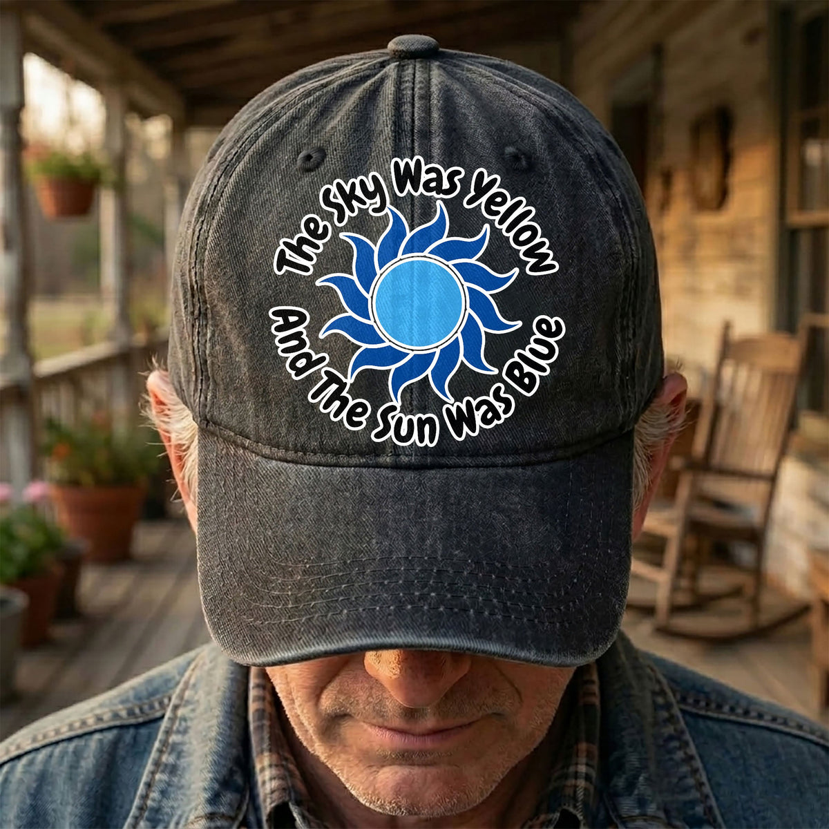 The Sky Was Yellow And The Sun Was Blue Denim Cap – Grateful Dead Tribute Merch Dad Hat (With Box)