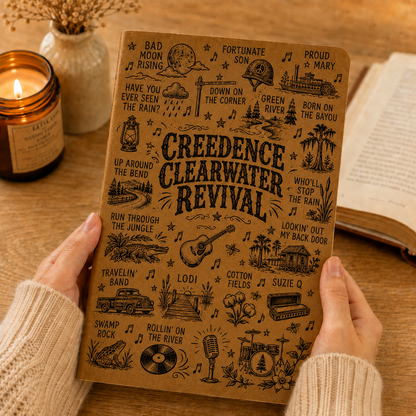 Creedence Clearwater Revival Vintage Leather Journal – CCR Classic Rock Music Notebook & Diary