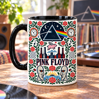 Pink Floyd Nordic Folk Mug, Dark Side of the Moon Prism Coffee Cup, Wish You Were Here Rock Music Gift