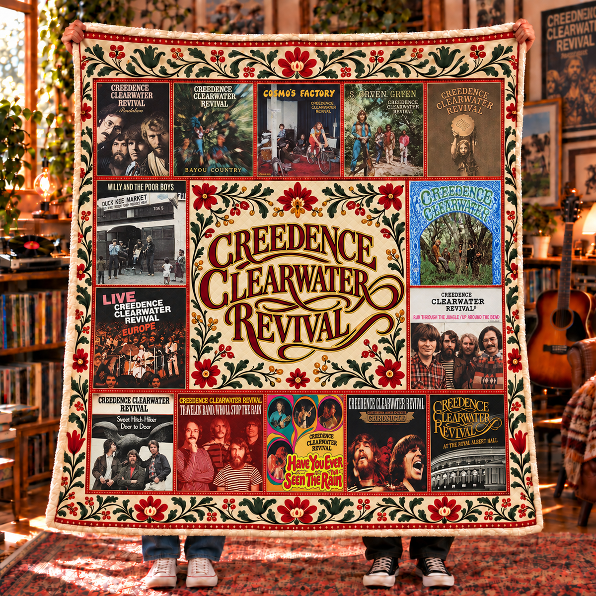 Creedence Clearwater Revival Sherpa Blanket - Soft Cozy Fleece Throw - CCR Album Covers Collage Classic Rock Fan Gift