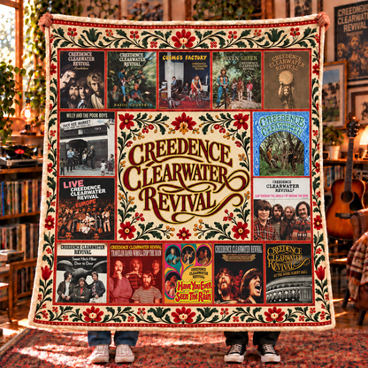 Creedence Clearwater Revival Sherpa Blanket - Soft Cozy Fleece Throw - CCR Album Covers Collage Classic Rock Fan Gift