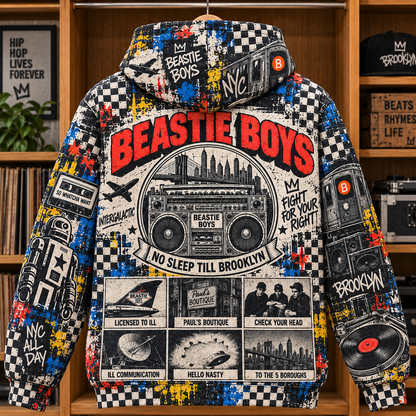 Beastie Boys Tropical Graphic Hoodie – All over Printed Pullover, Electric Guitar Music Fan Gift