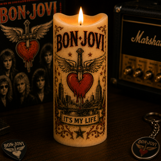 Bon Jovi LED Flameless Candle –  Music Decorative Candle with Warm Flickering Light
