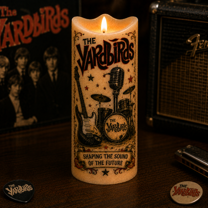 The YardBirds LED Flameless Candle – Punk Rock Music Decorative Candle with Warm Flickering Light