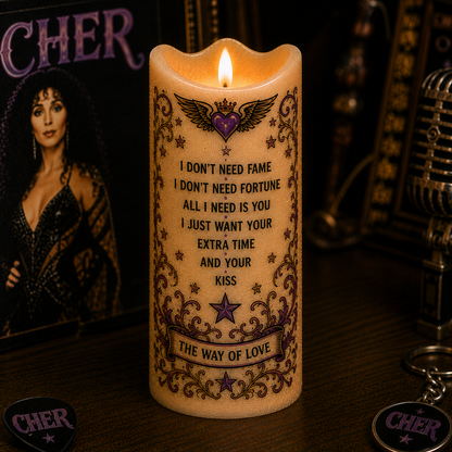 Cher LED Flameless Candle –  Music Decorative Candle with Warm Flickering Light