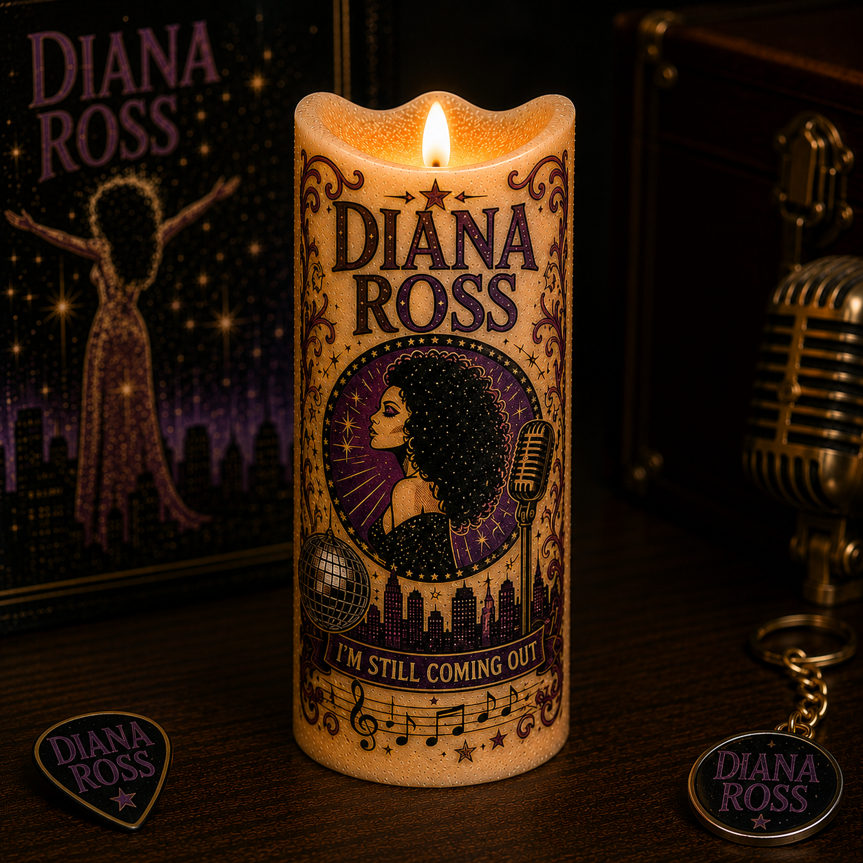 Diana Ross LED Flameless Candle –  Music Decorative Candle with Warm Flickering Light