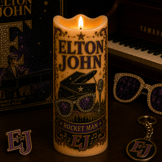 Elton John LED Flameless Candle – Punk Rock Music Decorative Candle with Warm Flickering Light