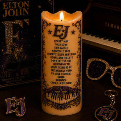 Elton John LED Flameless Candle – Punk Rock Music Decorative Candle with Warm Flickering Light