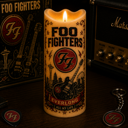 Foo Fighters LED Flameless Candle – Punk Rock Music Decorative Candle with Warm Flickering Light