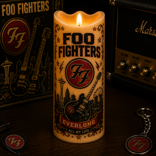 Foo Fighters LED Flameless Candle – Punk Rock Music Decorative Candle with Warm Flickering Light