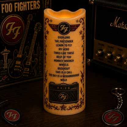 Foo Fighters LED Flameless Candle – Punk Rock Music Decorative Candle with Warm Flickering Light