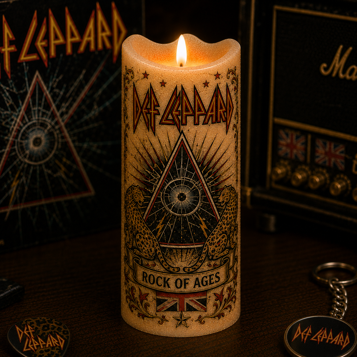 Def Leppard LED Flameless Candle –  Music Decorative Candle with Warm Flickering Light