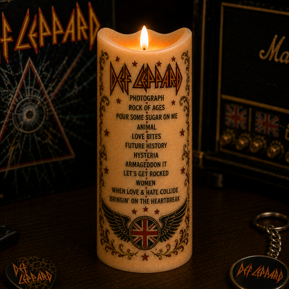 Def Leppard LED Flameless Candle –  Music Decorative Candle with Warm Flickering Light