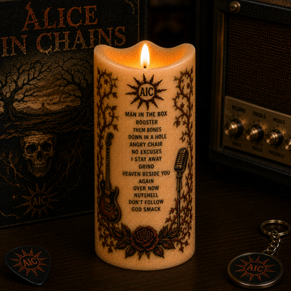 Alice In Chains LED Flameless Candle –  Music Decorative Candle with Warm Flickering Light