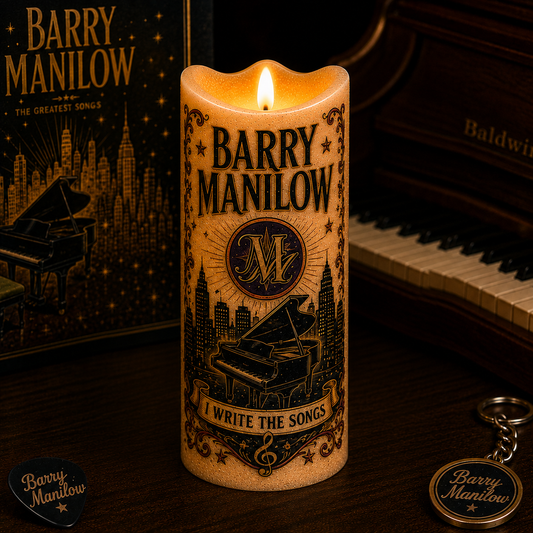 Barry Manilow LED Flameless Candle –  Music Decorative Candle with Warm Flickering Light