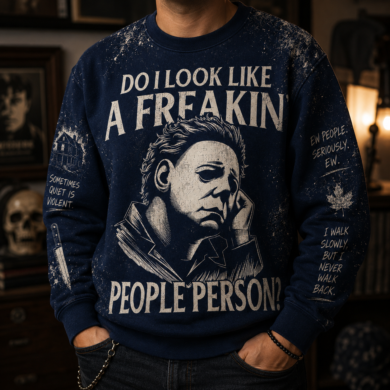 Michael Myers Halloween Sweatshirt – Do I Look Like A Freakin' People Person Crewneck, Horror Movie Graphic Sweatshirt, Slasher Fan Gift