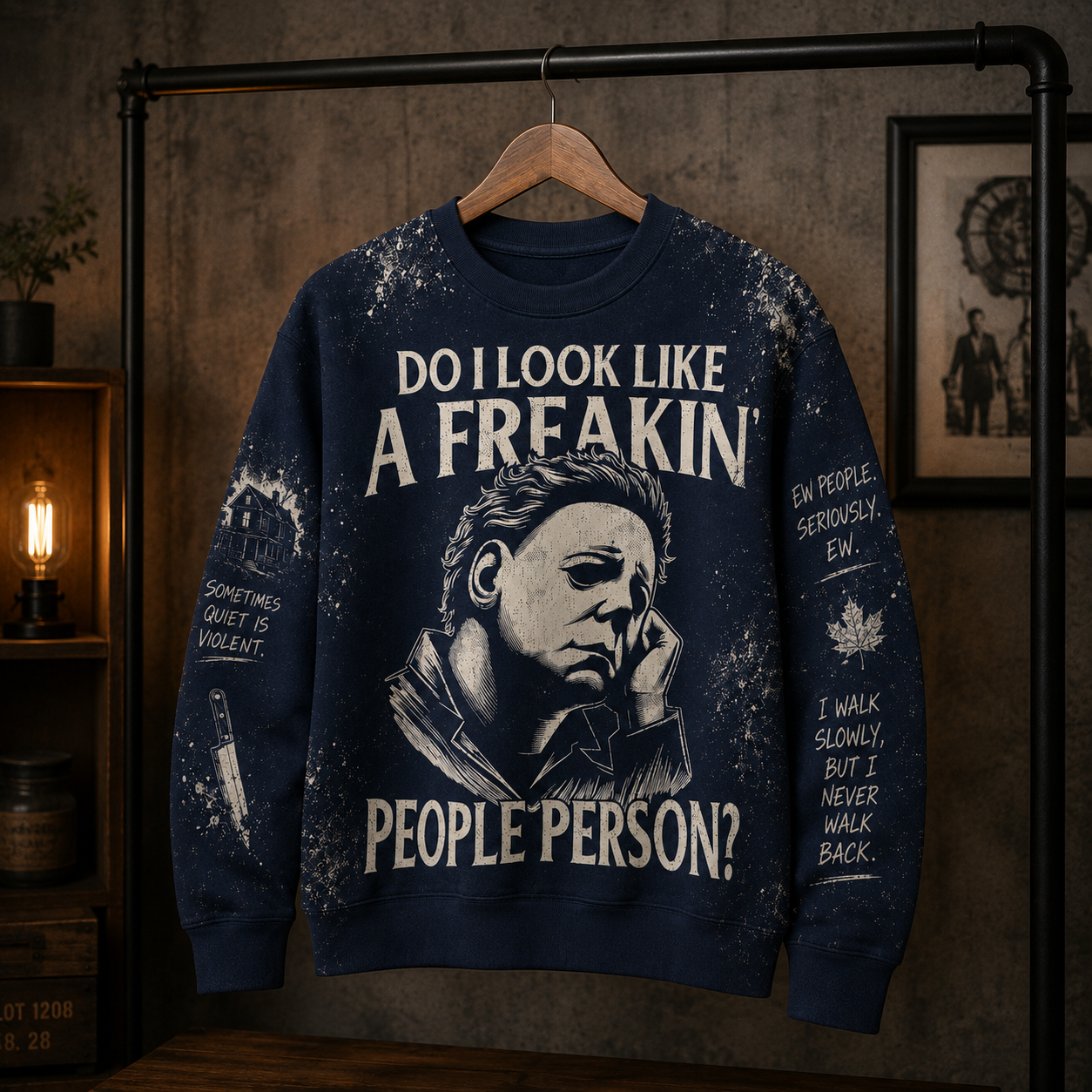 Michael Myers Halloween Sweatshirt – Do I Look Like A Freakin' People Person Crewneck, Horror Movie Graphic Sweatshirt, Slasher Fan Gift