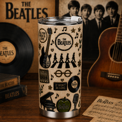 The Beatles Tumbler 20oz – Abbey Road Stainless Steel Travel Cup, Beatles Music Tumbler, Vintage Rock Band Gift for Fans