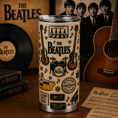 The Beatles Tumbler 20oz – Abbey Road Stainless Steel Travel Cup, Beatles Music Tumbler, Vintage Rock Band Gift for Fans