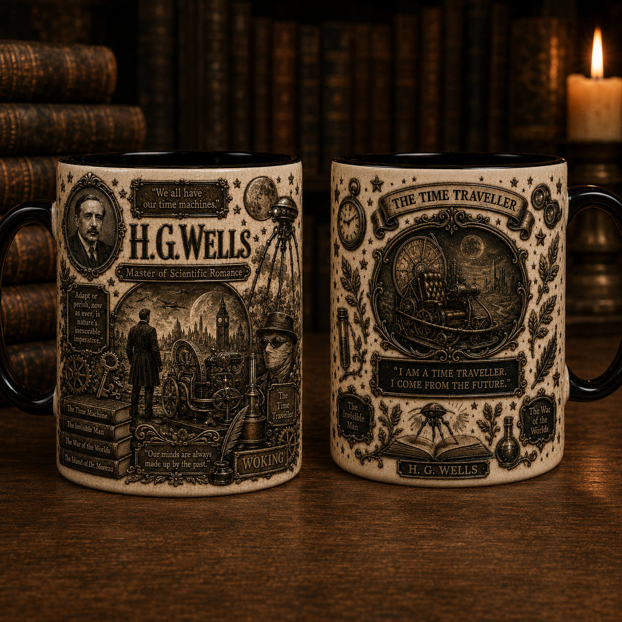 H.G. Wells Mug – The Time Machine Literary Coffee Cup, Time Traveller Sci-Fi Mug, Classic Science Fiction Book Lover Gift
