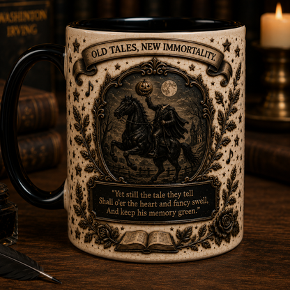 Washington Irving Mug – Sleepy Hollow Headless Horseman Coffee Cup, Rip Van Winkle Literary Mug, Classic Book Lover Gift
