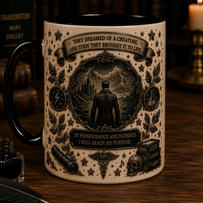 Mary Shelley Mug – Frankenstein Author Coffee Cup, Gothic Literature Mug, Classic Book Lover Gift, Dark Academia Literary Gift