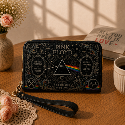 PinkFloyd The Dark Side of The Moon Handbag Tote Bag & Wallet Set, Vintage Music Lover Purse Set, Retro Pop Band Leather Bag, Matching Wallet Gift