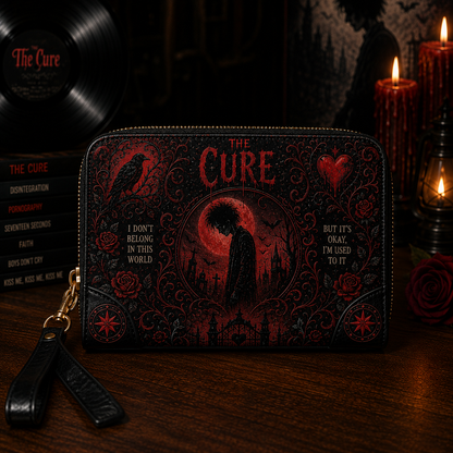 The Cure Handbag Tote Bag & Wallet Set, Vintage Music Lover Purse Set, Retro Pop Band Leather Bag, Matching Wallet Gift