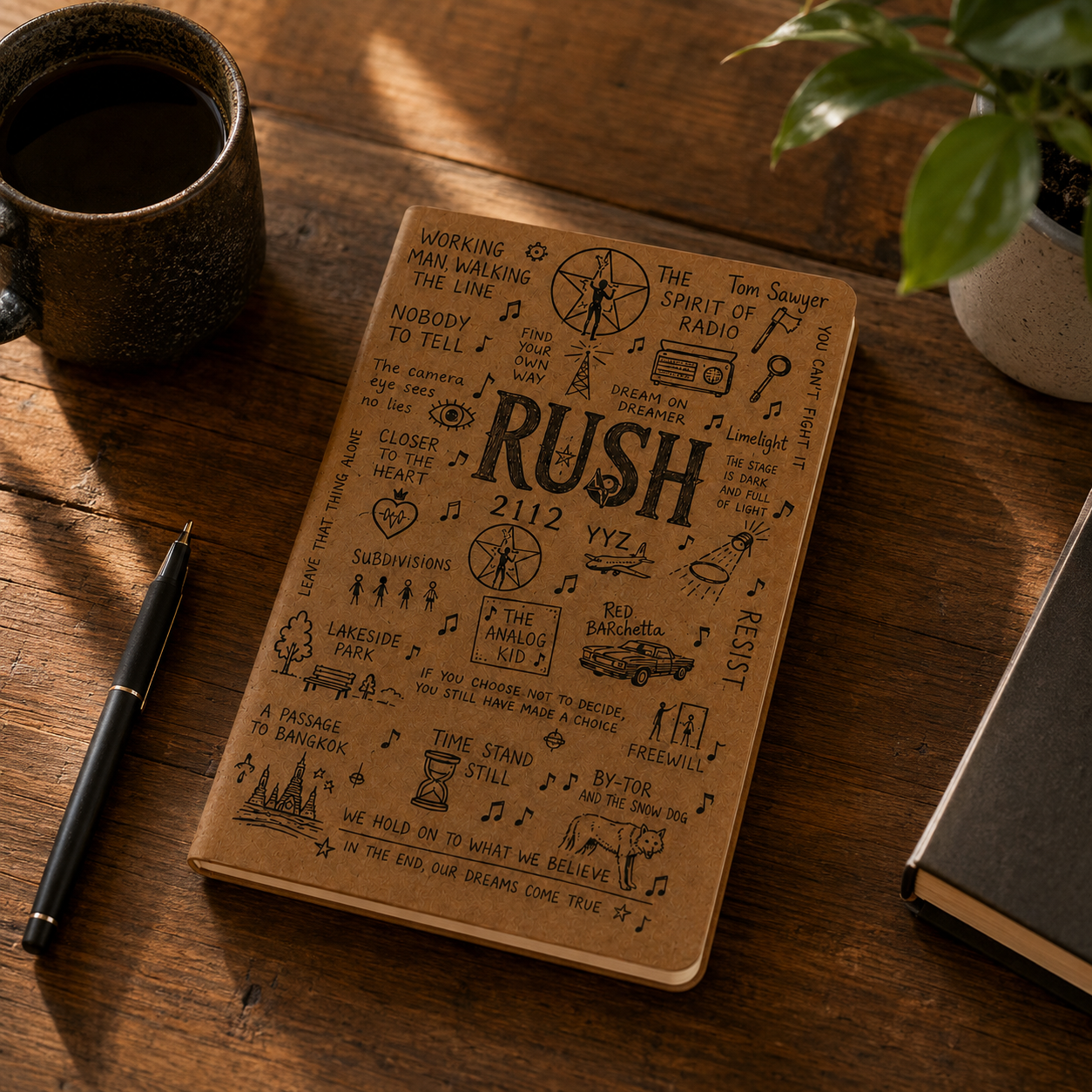 Rush Vegan Leather Journal, Rush Band Notebook, Progressive Rock Song Lyrics Journal, Hardcover Writing Diary, Gift for Rush Fans