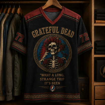 Grateful Dead Jersey Shirt, Vintage Grateful Dead V-Neck Jersey, Skeleton & Roses Graphic Shirt, Deadhead Music Gift