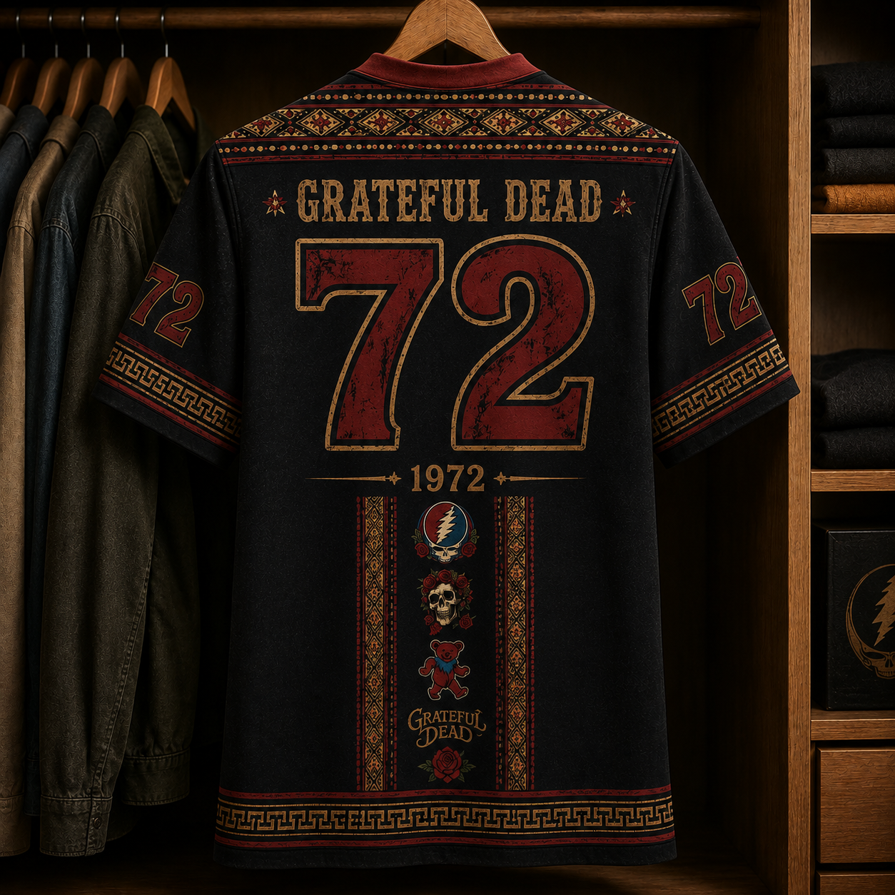 Grateful Dead Jersey Shirt, Vintage Grateful Dead V-Neck Jersey, Skeleton & Roses Graphic Shirt, Deadhead Music Gift