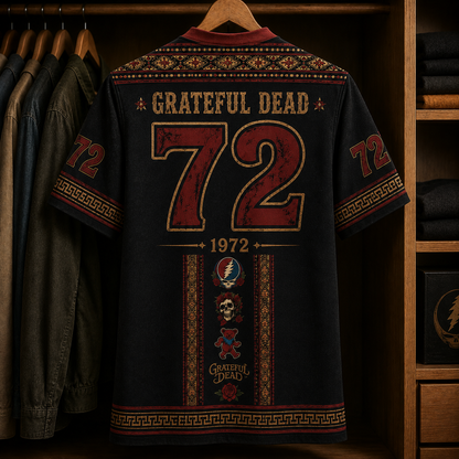 Grateful Dead Jersey Shirt, Vintage Grateful Dead V-Neck Jersey, Skeleton & Roses Graphic Shirt, Deadhead Music Gift
