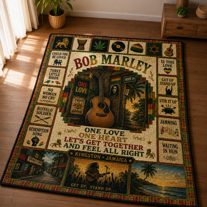 Bob Marley Quilt Blanket – Iconic Symbol Nostalgic High Quality Blanket