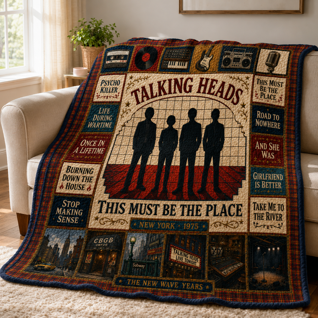 Talking Heads Quilt Blanket – Iconic Symbol Nostalgic High Quality Blanket