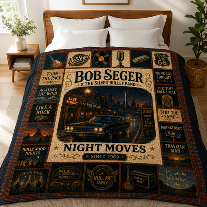 Bob Seger Quilt Blanket – Vintage Classic Rock Music Blanket For Bob Seger Fans