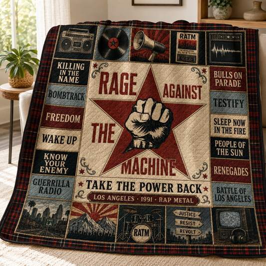 Rage Against The Machine Quilt Blanket – Vintage Rock Music Blanket For RATM Fans
